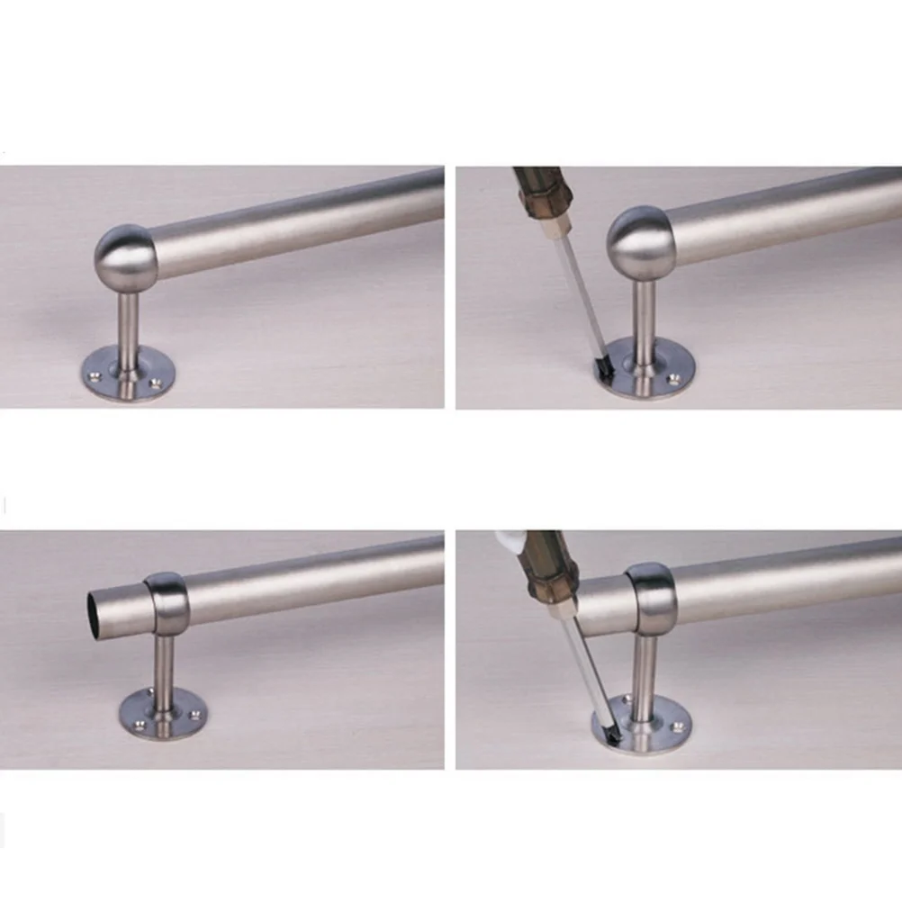 

2Pcs Durable Thick Stainless Steel Rod Bracket Closet Hanging Rod Mounting for Bathroom Kitchen Balcony Heavy Duty Shower