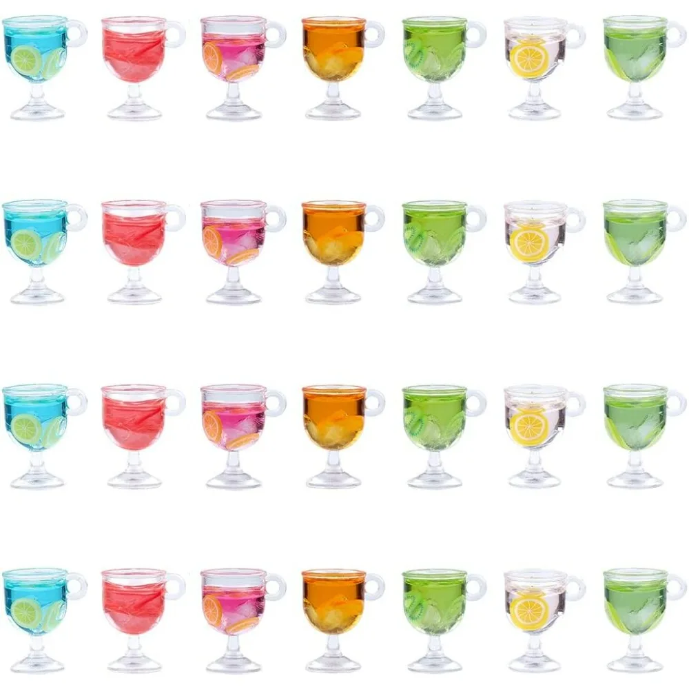 1 Box 28Pcs Mini Resin Bottle Charms Juice Charms Fruit Tea Pendants Charms Jewelry Making Findings for Earring Bracelet DIY