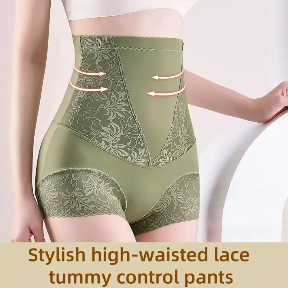 Hochgeschnittene Bauchkontroll-Panties mit Spitzenbesatz, Atmungsaktive Nahtlose Körperformende Unterwäsche, Shapewear für Damen