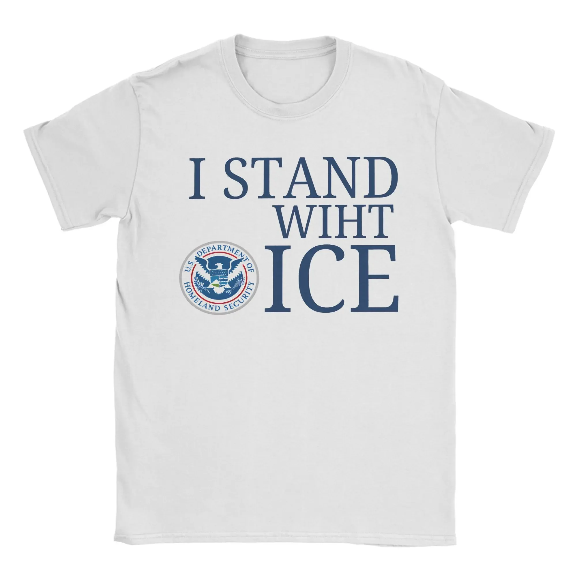 Men I Stand With Ice United States Immigration and Customs Enforcement T Shirt Cotton Clothes Short Sleeve Tees Summer T-Shirts