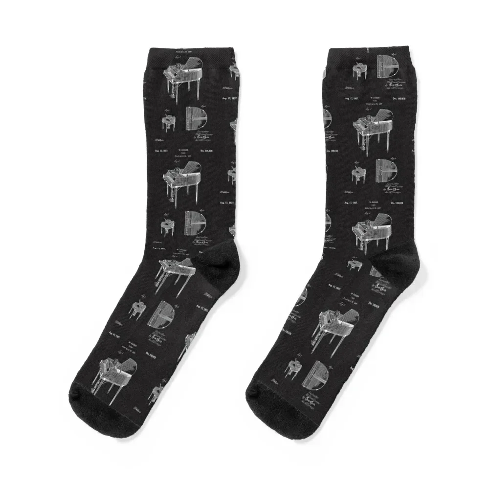 Piano patent 1937 - white Socks moving stockings christmas stocking hip hop Socks For Man Women's