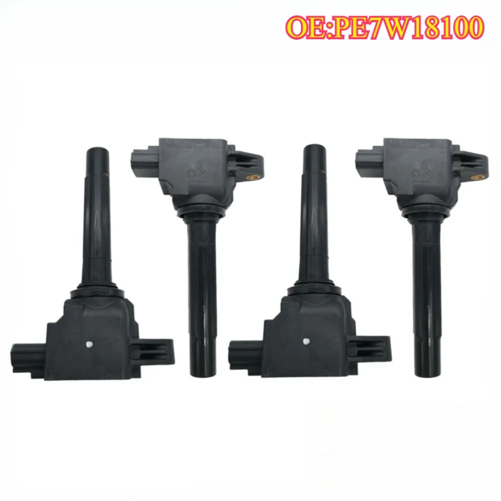 High Quality New for 4PCS PE7W18100 P51R18100 Ignition Coils For MAZDA CX3 CX-5 KE 2.0L CX-9 2.5L 2014-2018 PE2018100