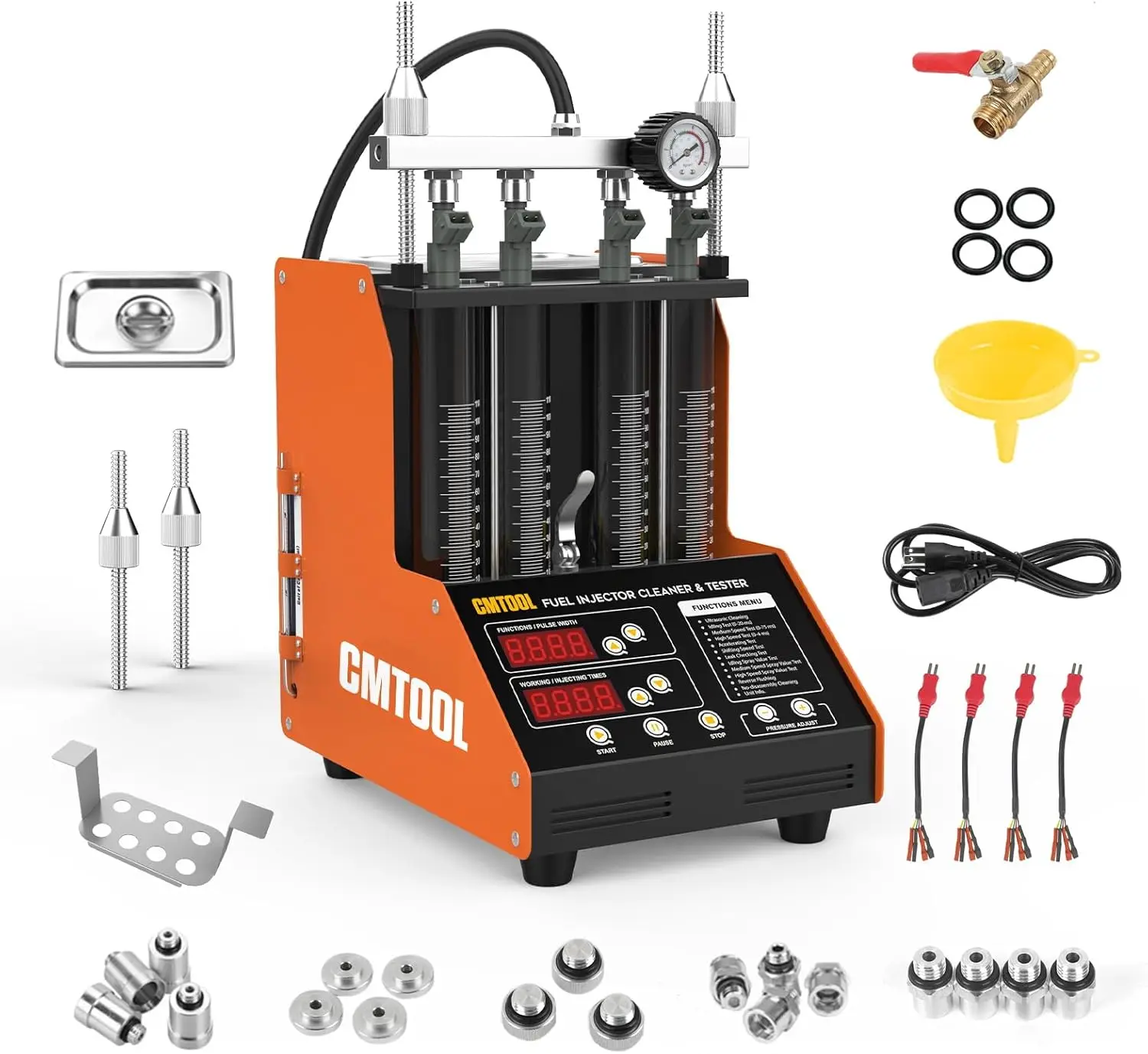 

12 Functions Ultrasonic Fuel Injector Cleaner Tester 70W 4 Cylinder 9 Test Modes Reverse Flush Kit