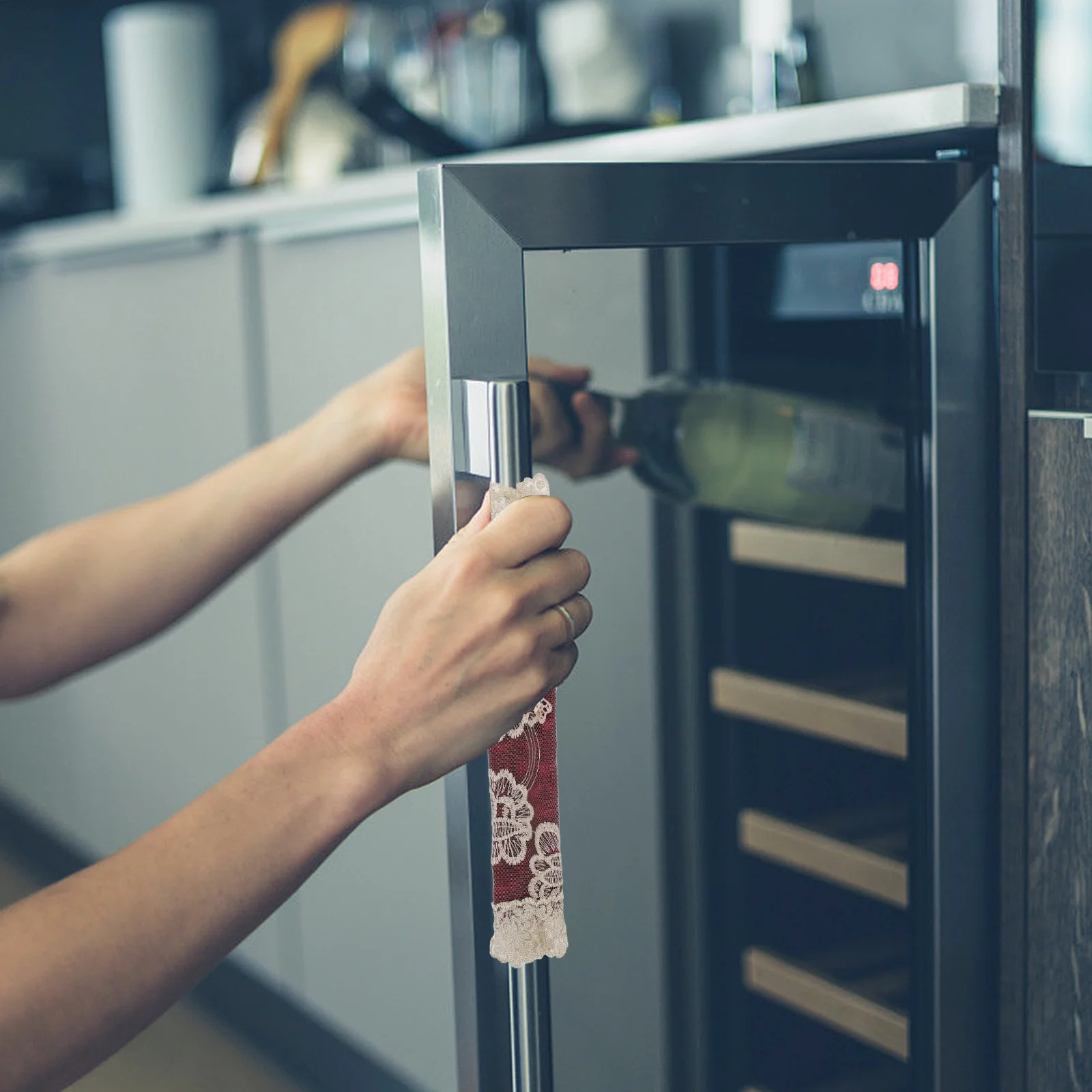 

6Pcs Handle Protector Cover Lace Cloth Appliance Gloves for Kitchen Fridge Microwave Oven Dishwasher Door Handle Dirt Water