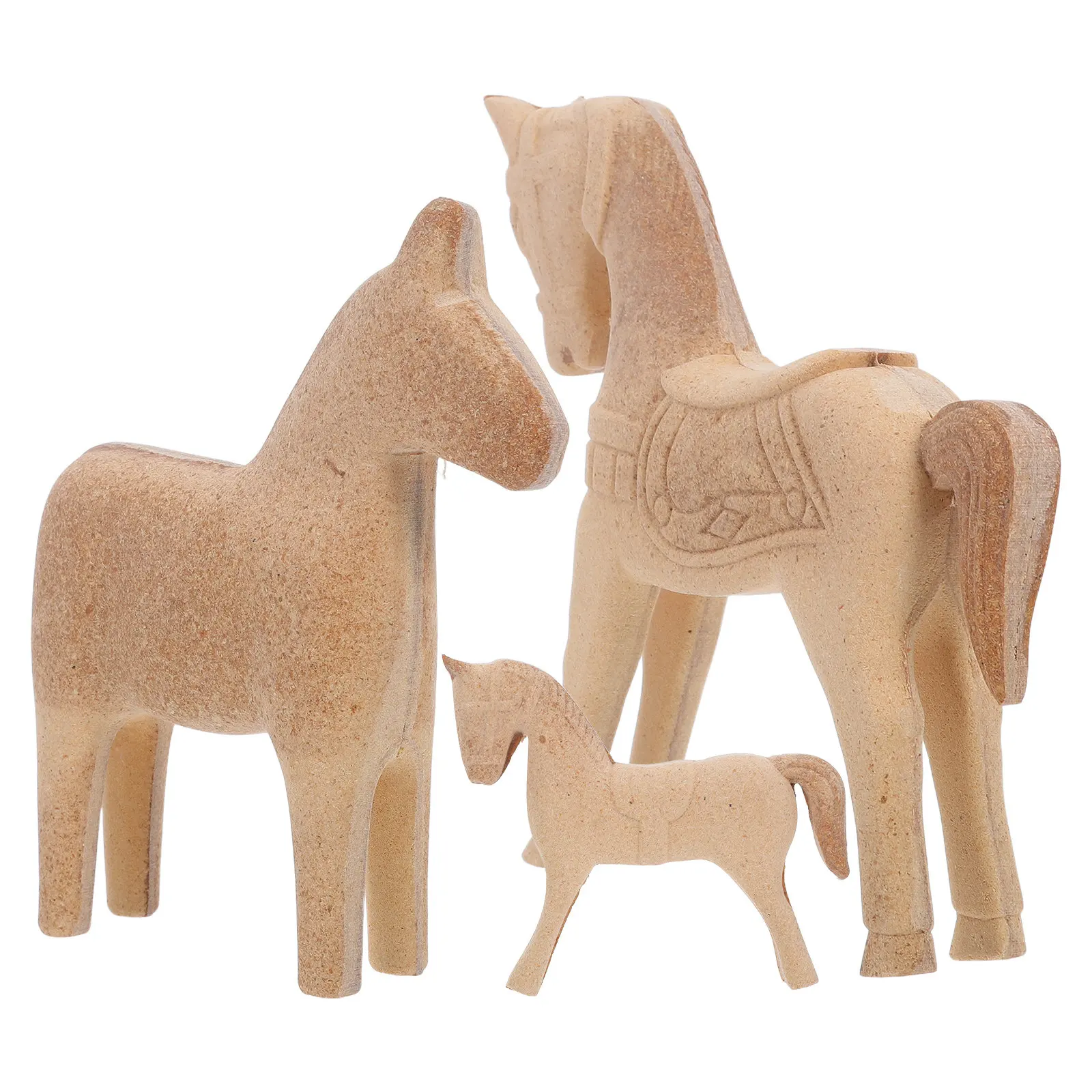

3 шт. неокрашенных деревянных заготовок в виде лошадей, фигурки животных ручной работы для DIY-проектов, набор для росписи в стиле фермерского стиля