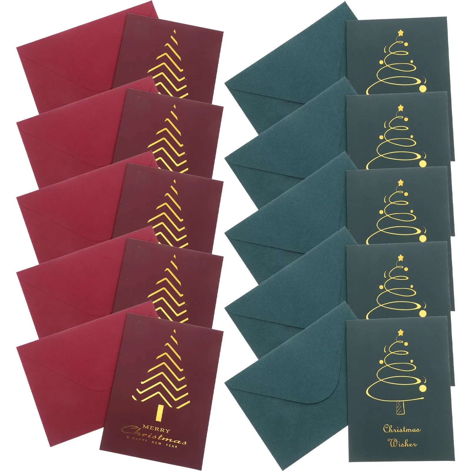 

10Pcs Vintage Christmas Greeting Cards with Envelopes Blank Interior Elegant Gold Foil Decorative Holiday Party Supplies Xmas