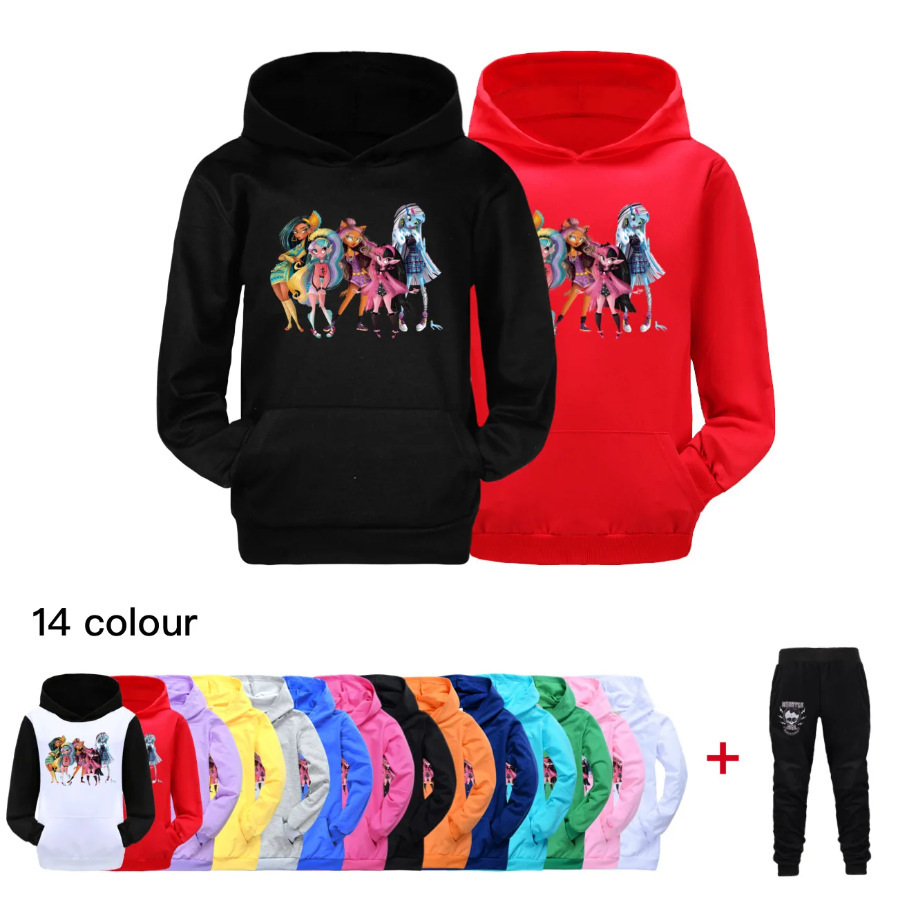 

Monster High Hoodie Kids Cartoon Casual Clothes Toddler Girls Long Sleeve Coats Baby Boys Hooded Sweatshirt Children's Wear