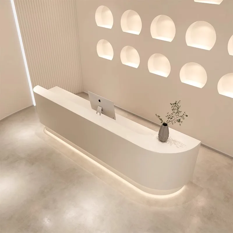 

* L Modern Minimalist Dental Arc Lacquered Bar Counter Desk for Company Hospital Beauty Salon Cashier Reception M