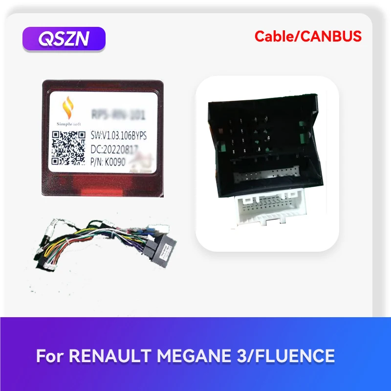 

QSZN Car Radio 16PIN Canbus Box For RENAULT MEGANE 3 FLUENCE Multimedia Navigation Wiring Harness Power Cable Decoder Adapter