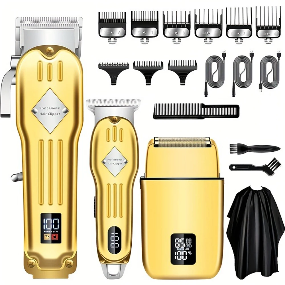 3 in1 Hair Cutting Grooming Kit Professional Hair Clippers and Shaver Set Cordless Beard Trimming for Men