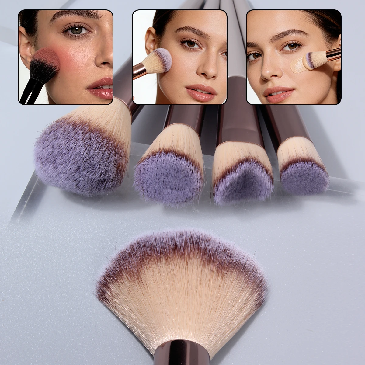 34 Uds. Herramientas de belleza de alta gama: juego de brochas de maquillaje multifuncionales de 14 Uds + juego de limpieza de esponjas de maquillaje de 20 piezas