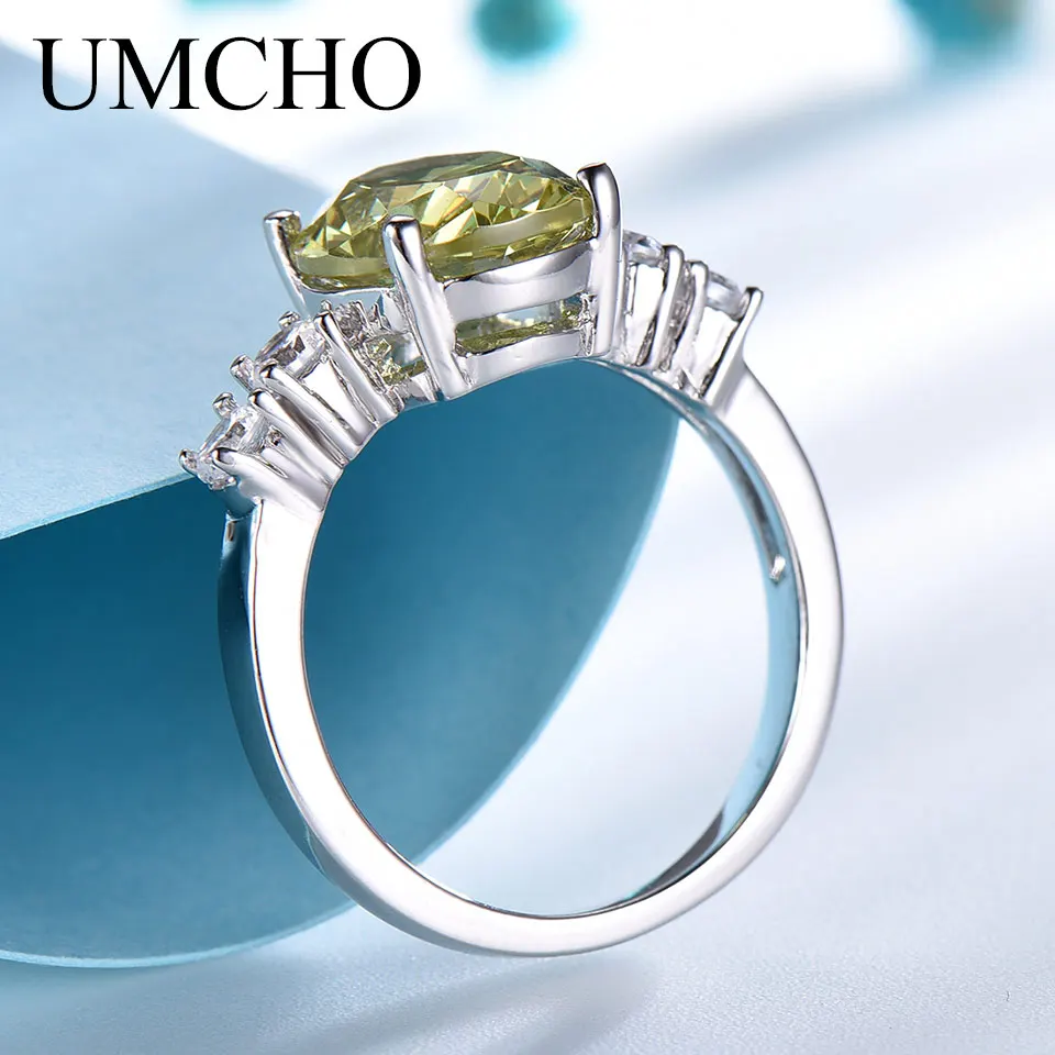 Oval 11*9mm Ring Apple Green Rings for Women 925 Sterling Silver Ring