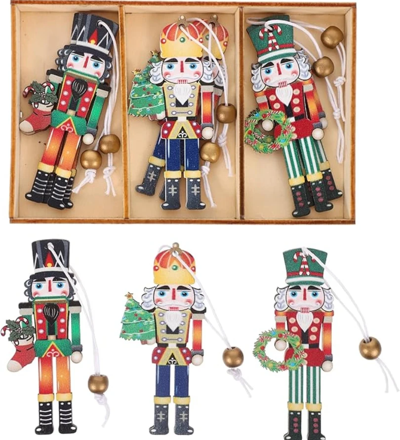 

Brand New Wooden Christmas Nutcracker Soldier Pendants 2024 Christmas Tree Ornaments Navidad Natal Xmas Gift Happy New Year 2025