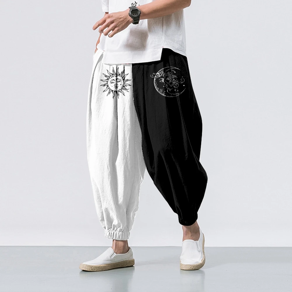 Grote Golf van Kanagawa Crane Splicing Gedrukt Casual Strand Harembroek Mannen Hip Hop Negen Punten Broek Jogger Joggingbroek