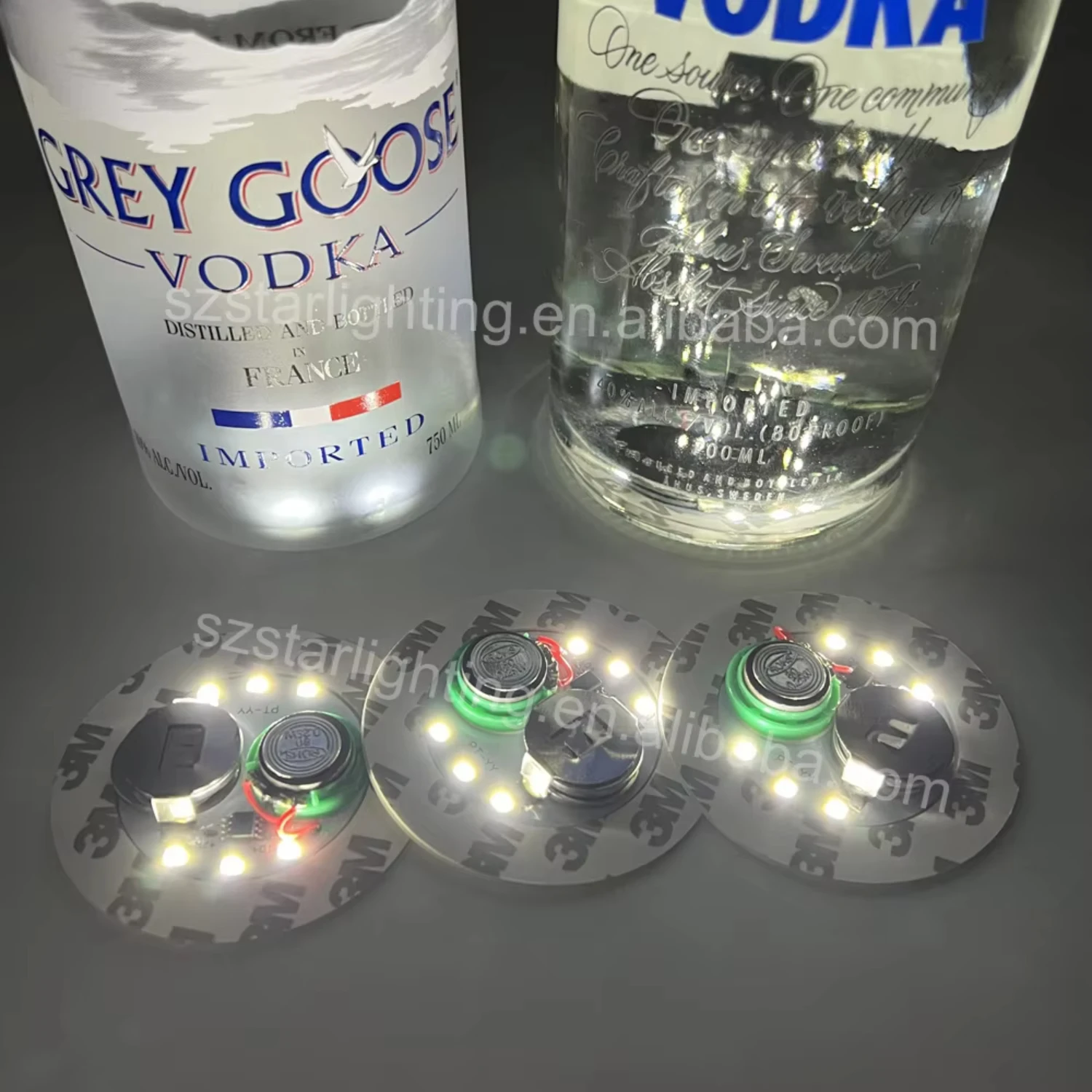 

2pcs Factory supplies LED music bottle sticker with adhesive light shape and size for nightclub bar party festival