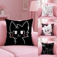 Boykisser Silly Cat Cute Pillow Case Anti-dustmite Pillowcase Invisible Zipper Silky Short Plush Sofa Cushion Cover