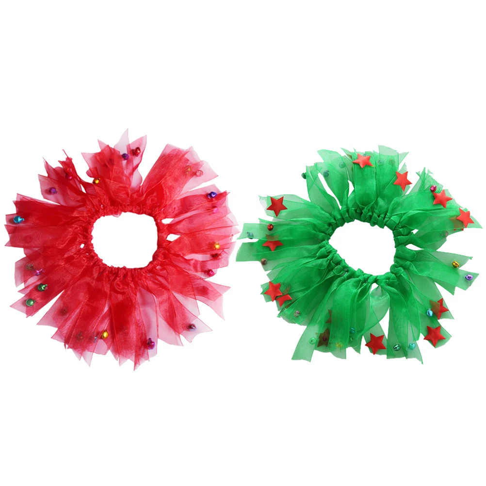 

2 Pcs Pet Christmas Collar Scarf Dog Birthday Necklace Decoration Lovely Soft Durable Puppy Accessories Holiday Style Christmas