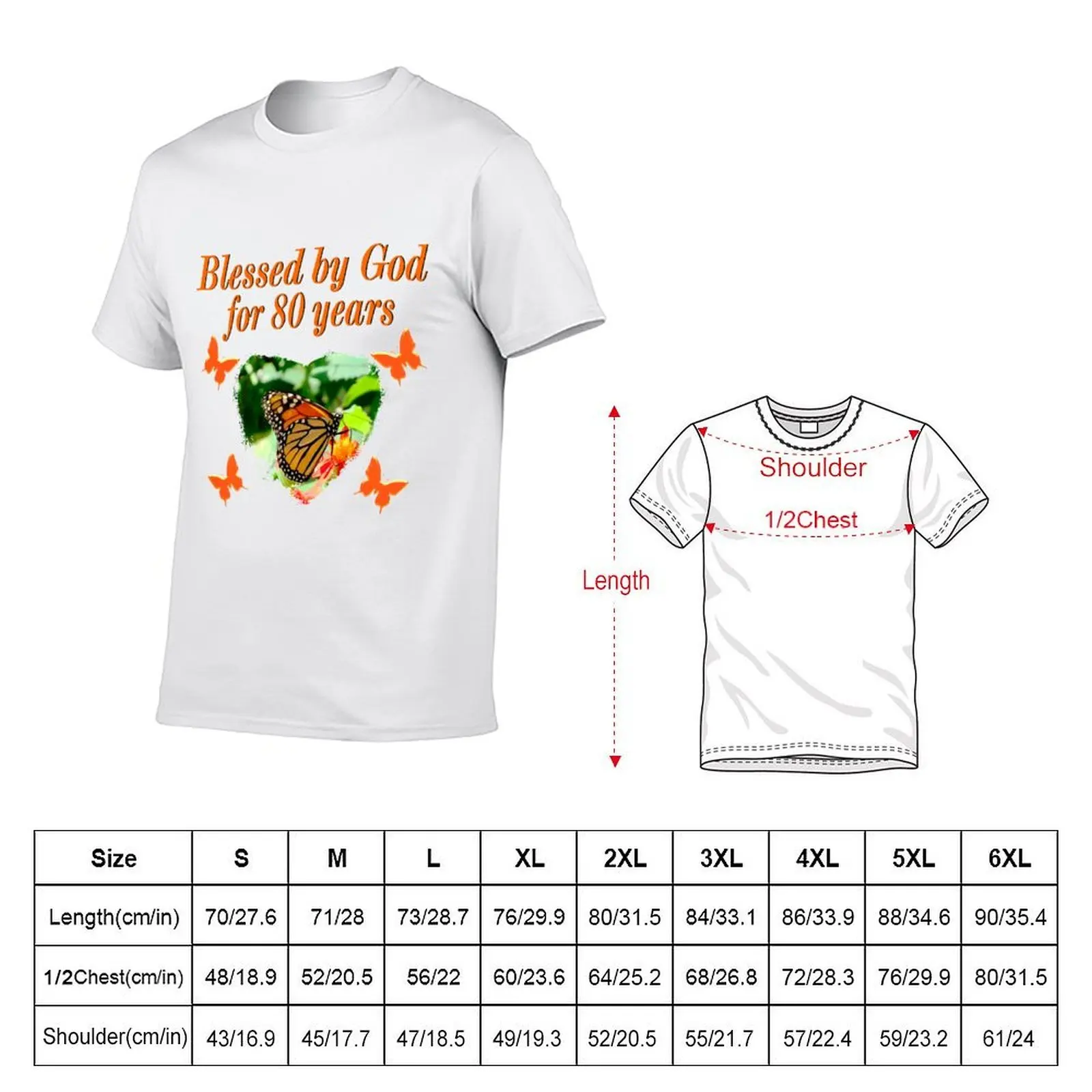 BLESSED BY GOD 80TH BIRTHDAY BUTTERFLY T-Shirt man t shirt graphic man t shirt summer mens graphic t