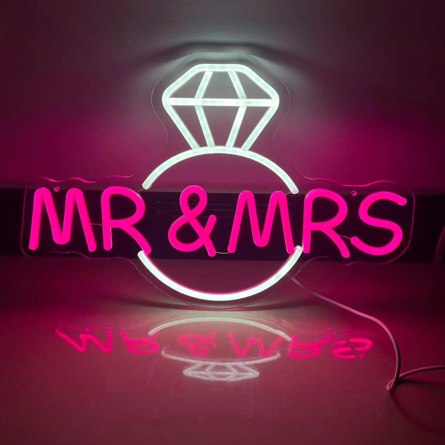 MR and MRS Neon Sign USB Dimmable LED Light for Birthday Wedding Party Bedroom Game Room Aesthetic Wall Decor Gifts Night Light