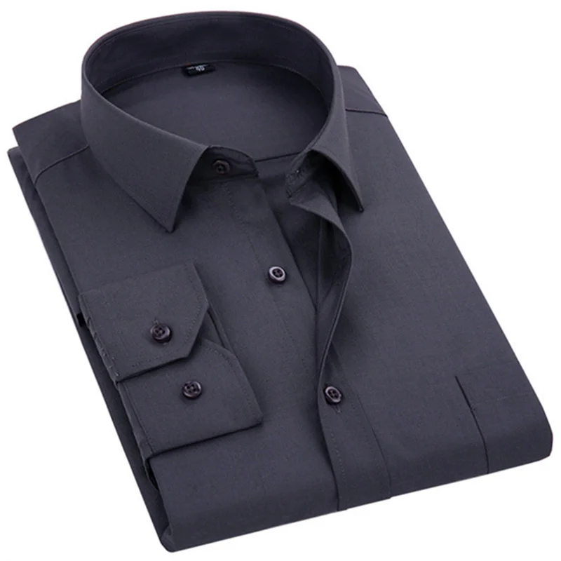 2023 New Men's Dress Shirt Color plus Size 8XL Black  Collar Fleece Lined Thickened Special Wide Fit Autumn Wear