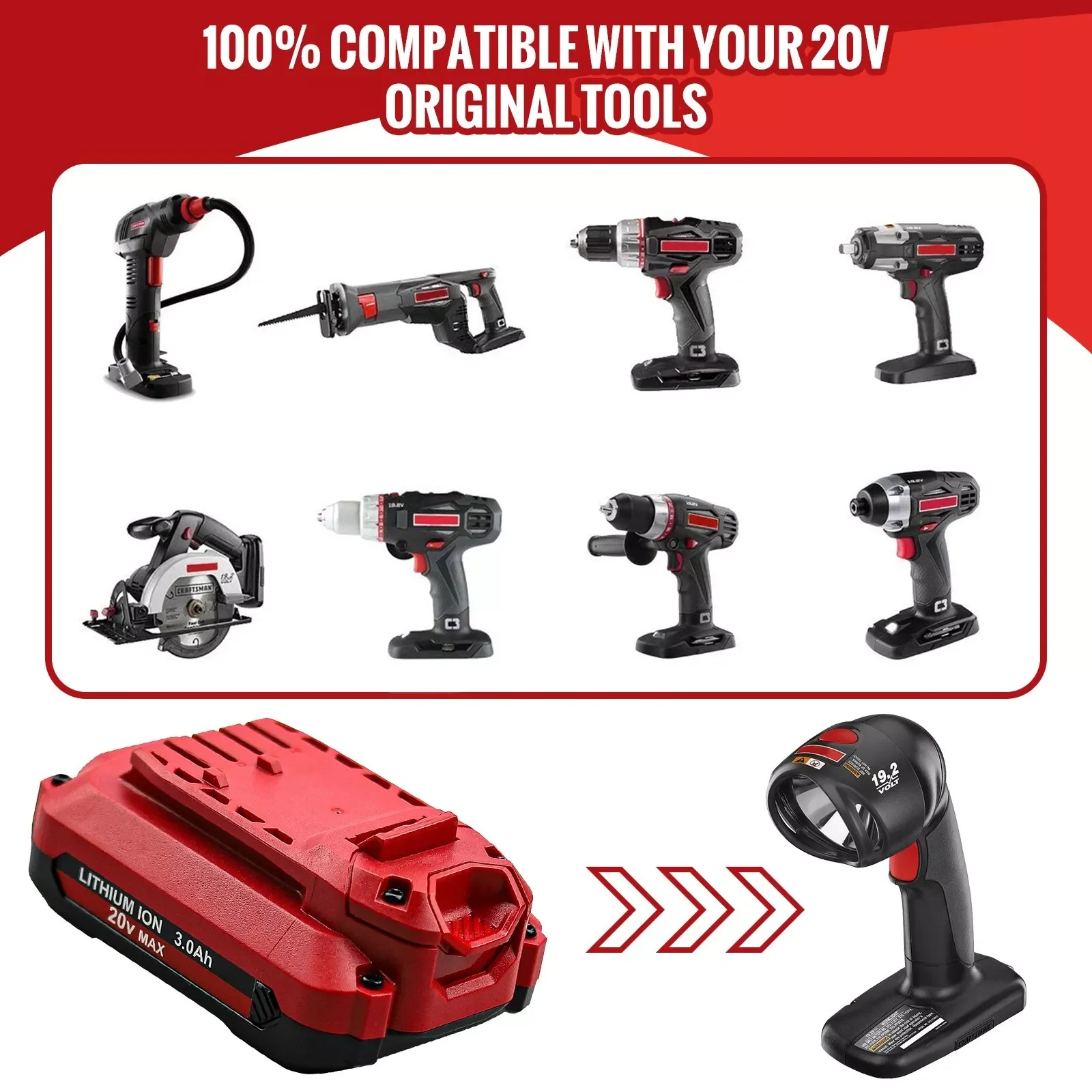 7000mah للحرفي بطارية 20 فولت أدوات استبدال البطارية للحرفي CMCB205 CMCB204 CMCB203 CMCB206 أدوات كهربائية