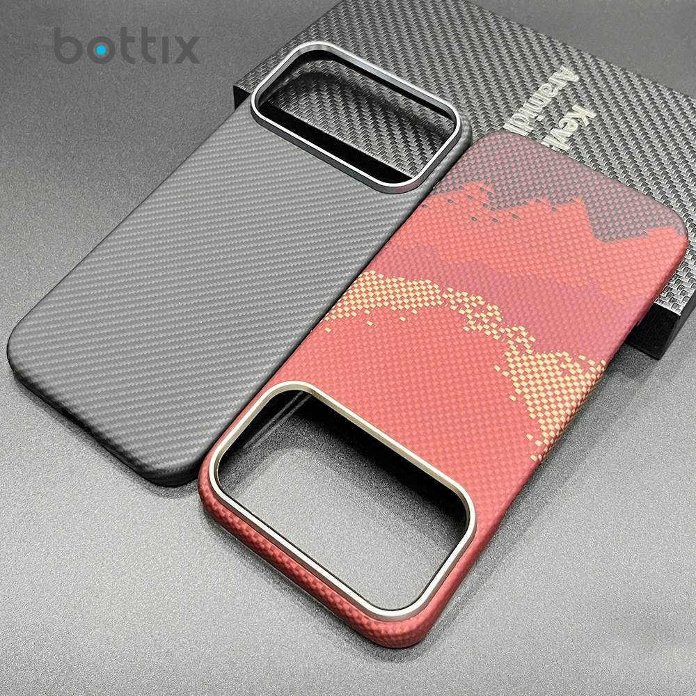

Carbon Fiber Case For iPhone 17 Pro Max Magnetic Cover 16 Compatible with Magsafe Air Anti-Fingerprint Hard Aramid Shockproof