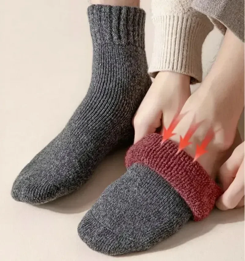 5Pairs Merino Winter Socks Male\'s Towel Thicken Woolen Thermal Warm Sport Socks for Men Cotton Cold Snow Boot Terry Ankle Sock