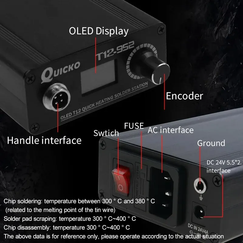 Quick Heating T12 Soldering Station Electronic Welding Iron STC T12-952 OLED Digital Soldering Iron QUICKO