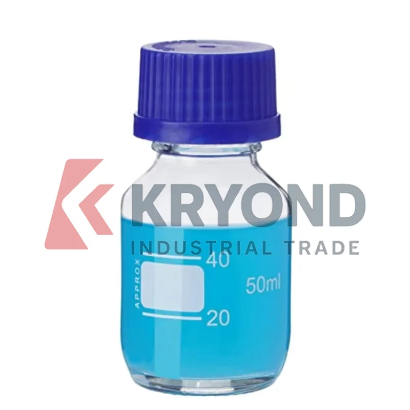 

50ml Glass Media Storage Bottles Pack of 3 Lab Bottles with GL32 Blue Screw Cap for Scientific Lab Original Product