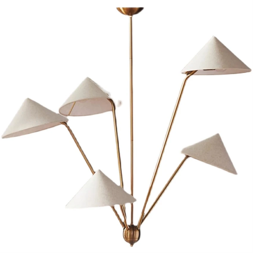 

American vintage multi-head cloth shade iron chandeliers lights restaurant fixtures villa living room decorative hanging lamps