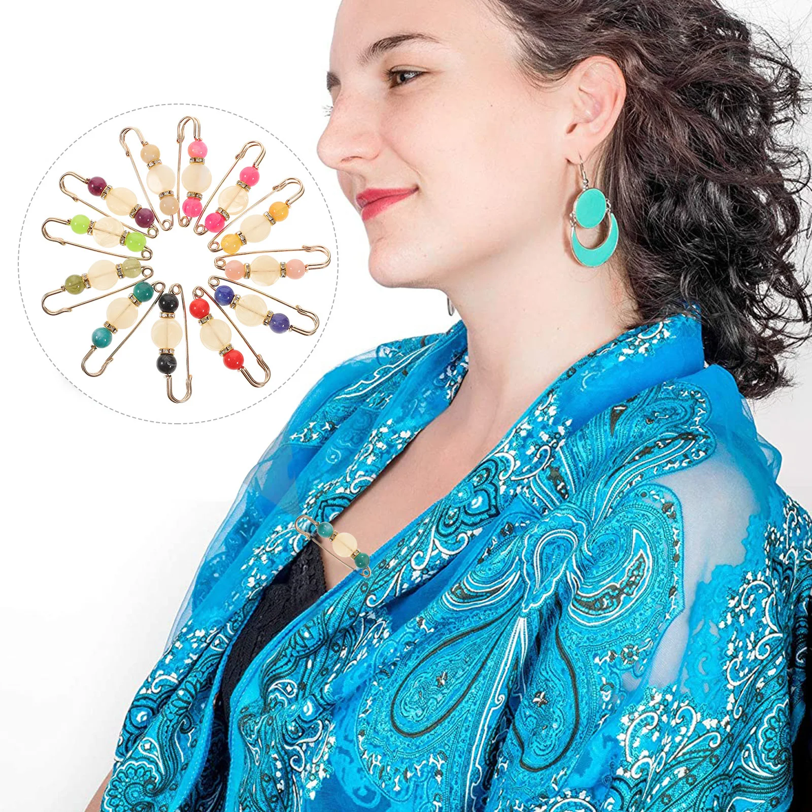

12pcs Waist Adjuster Brooch Anti-Show Clip For Skirt Pants Dress Scarf Shawl Sweater Cardigan Vintage Lapel