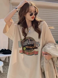 plus Size Oversize Short Sleeve T-Shirt Women's Loose Fit American Style Summer Casual round Neck Top for Heavy Women