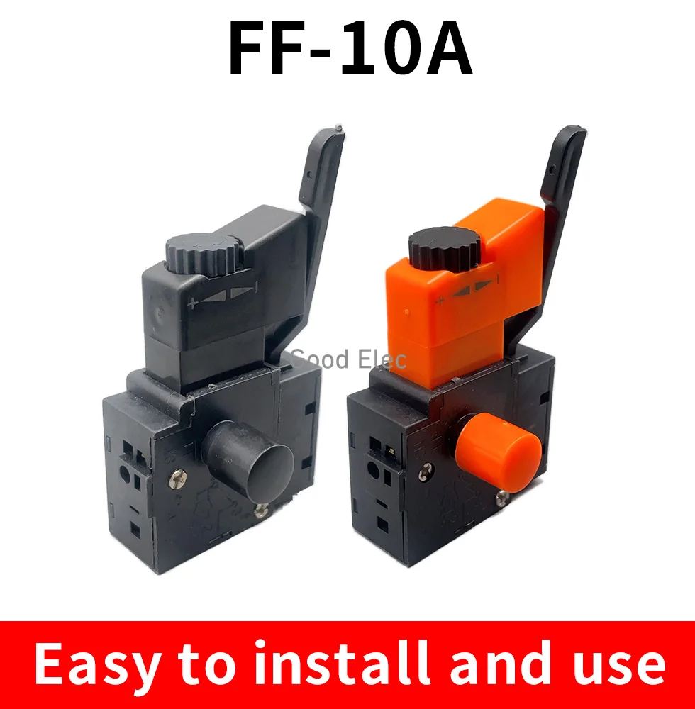 1PCS FA2-6/1BEK Orange+Black 6A 250V 5E4 Lock on Power Tool Electric Drill Speed Control Trigger Button Switch