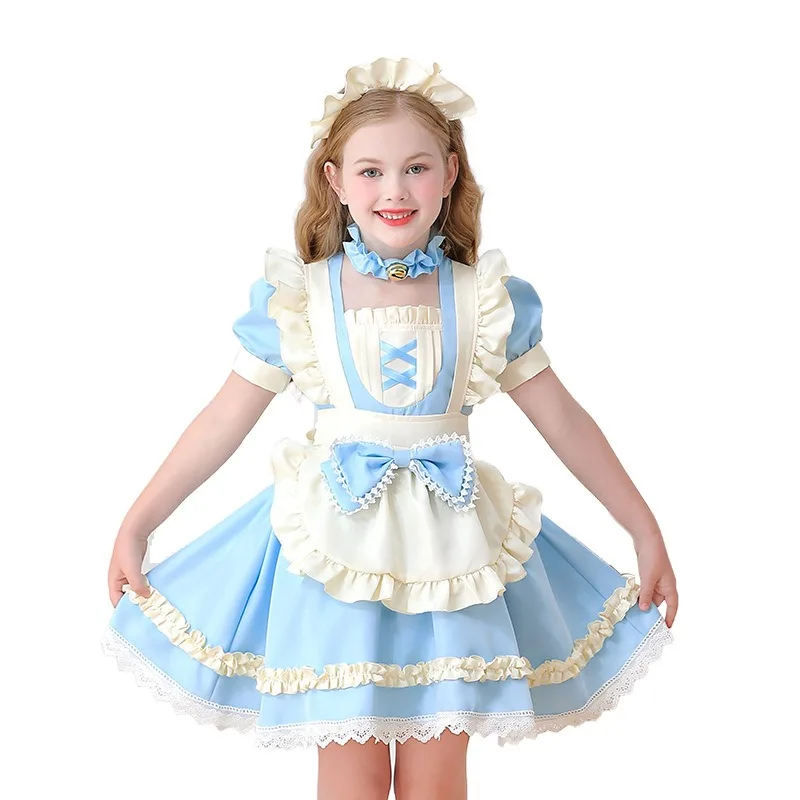 Halloween Cosplay Costume Cute Lolita Short Sleeved Dress Accessories Suits Holiday Theme Party Role Playing Outfits for Girls