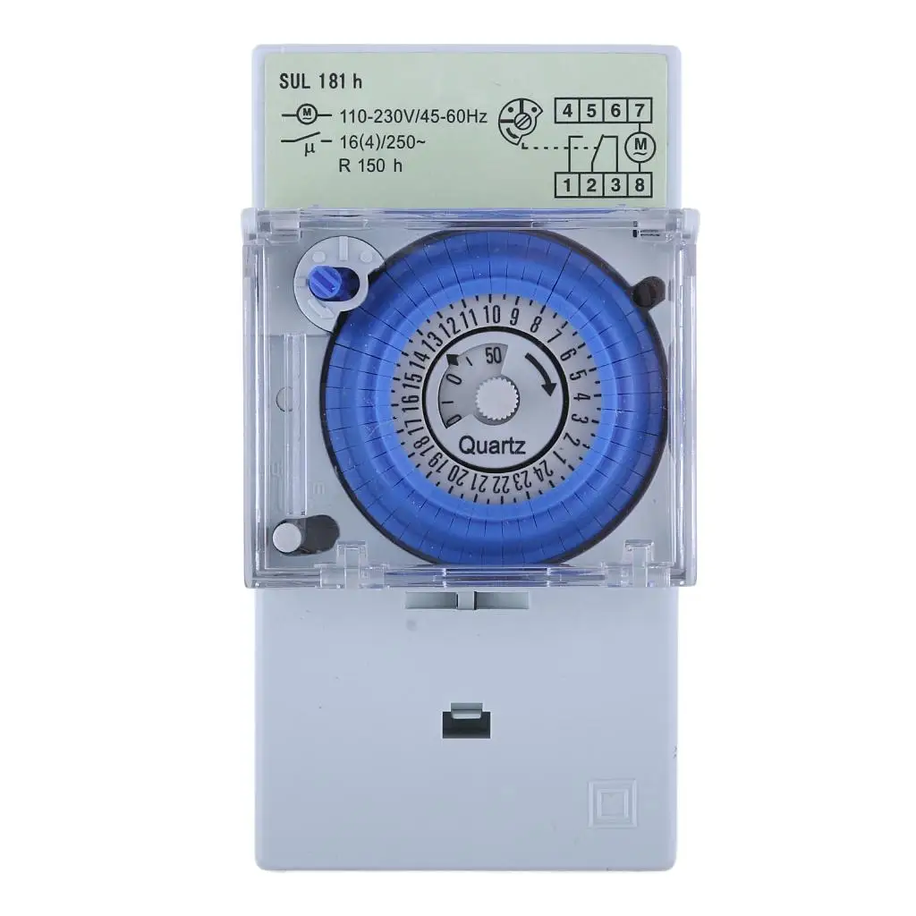 

SUL181h 220 В переменного тока, 16 А, механический таймер, 24 часа, механический таймер на DIN-рейку