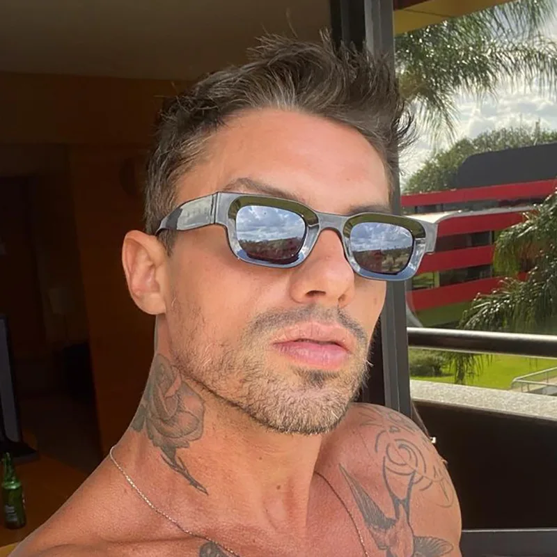 مستطيل صغير النظارات الشمسية النساء الرجال خمر العلامة التجارية مصمم مربع نظارات شمسية فاخرة ظلال الإناث الحدبة مقعر النظارات الشمسية #1