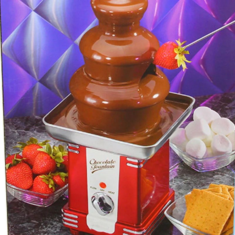 Mini fuente de Chocolate de 220V, diseño Retro creativo, cascada de Chocolate de 70w, mezclador de 3 capas para el hogar, máquina de Fondue de calefacción DIY