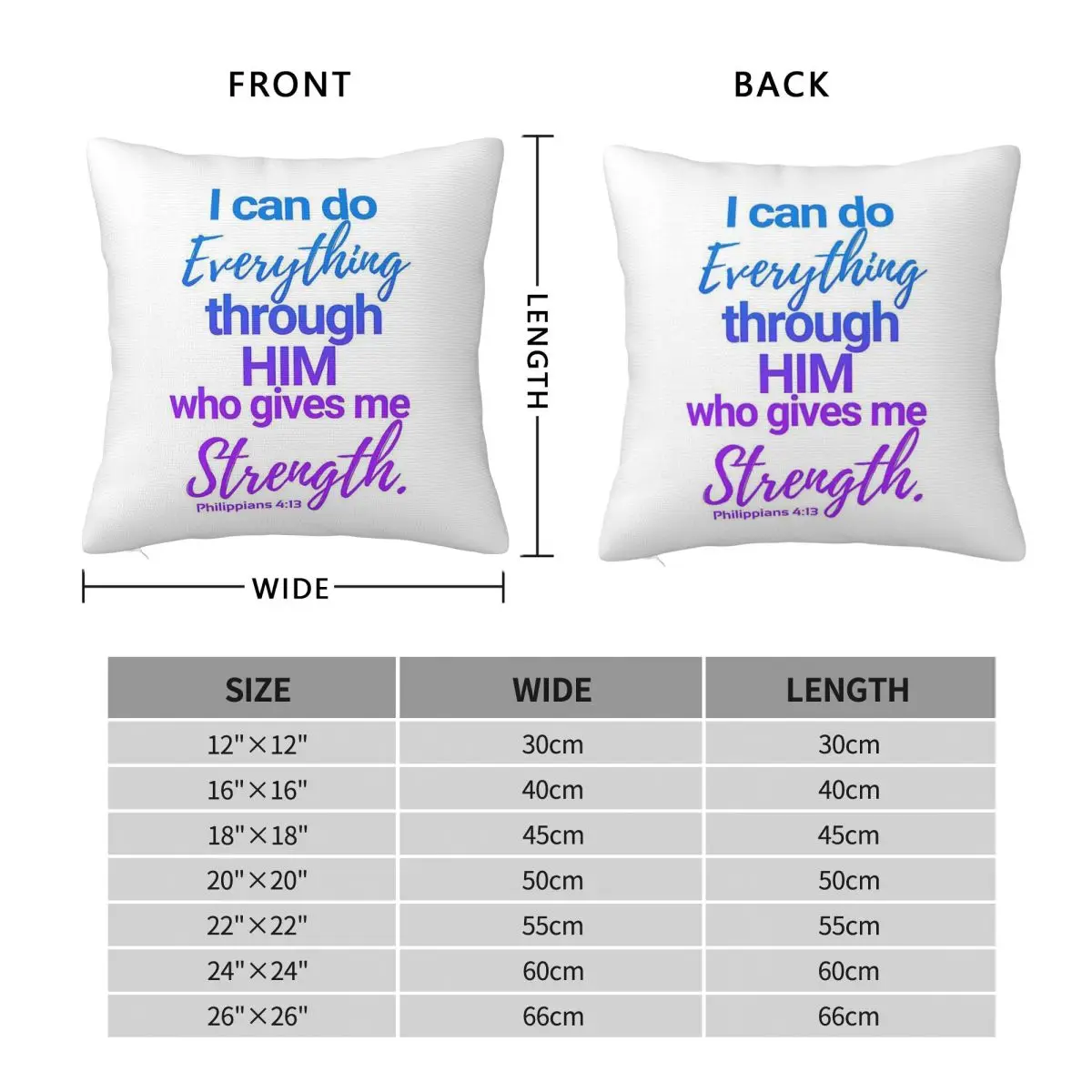 Philippians I Can Do Everything Square Pillowcase Polyester Linen Velvet Creative Decor Throw Pillow Car Cushion Cover 45x45