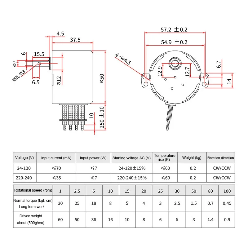 50KTYZ Permanent Magnet Synchronous Motor AC 220V 6W Speed Reducer Motors Controllable Positive and Negative Inversion