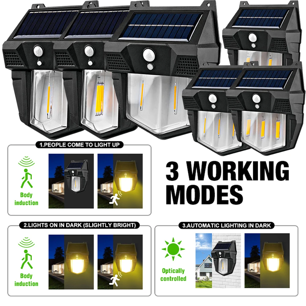 

Уличный солнечный настенный светильник, водонепроницаемый, с вольфрамовой нитью, для двора, сада, виллы, патио