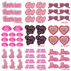 10PCS Wholesale Pink Girl Patch Cartoon Sew Embroidered Patch DIY Iron On Patches For Clothing thermoadhesive Patches On Clothes