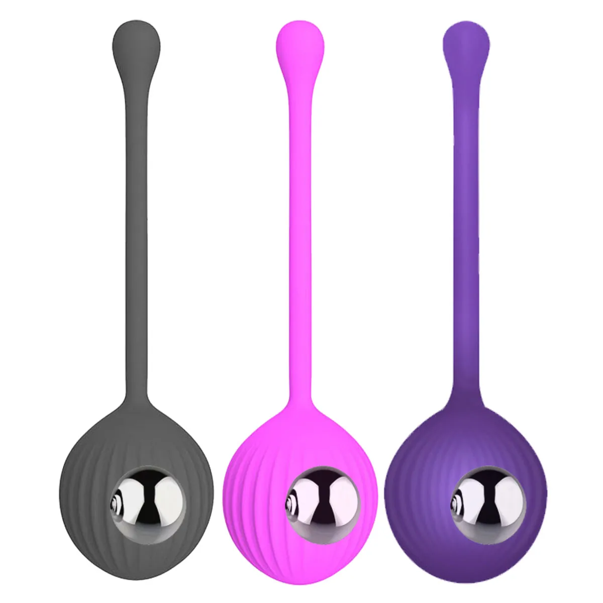 Purple Silicone Kegel Ball Anal Plug Hollow Weighted Butt Plug with Metal Balls Vaginal Anal Training Sex Toy for Women And Men