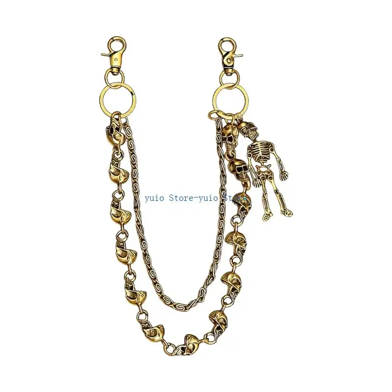 

X7XB Edgy Skull Head Decorative Metal Chain Sweet and Cool Spicy Girl Hanging Chain Accessories For Jeans And Wallet