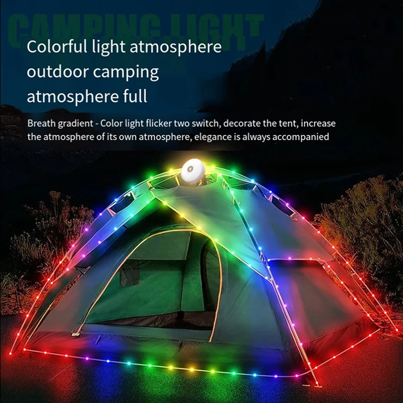 Camping String Lights Outdoor Camping LED Light Strip 2 In 1 Design 2000Mah Rechargeable 10M Outdoor Waterproof Tent Lantern