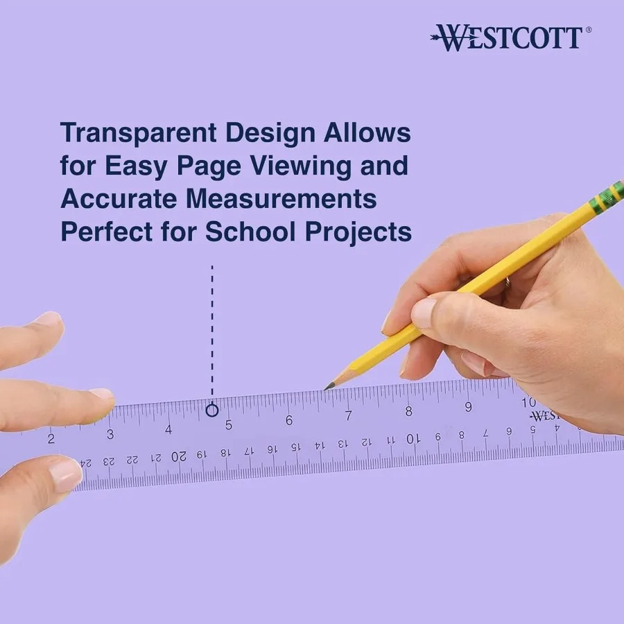 Regla acrílica de 12 pulgadas con marcas de fácil lectura: manualidades y útiles escolares