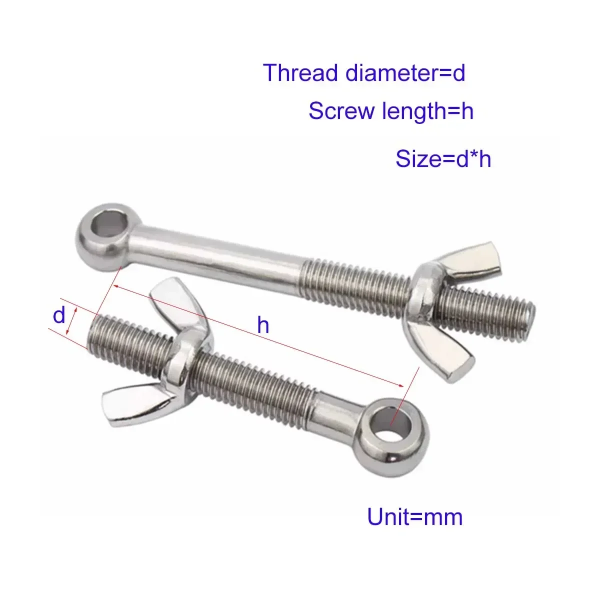 

304 Stainless Steel Union Bolt+Butterfly Nut Set/Fish Eye Hole Screw M5M6M8M10