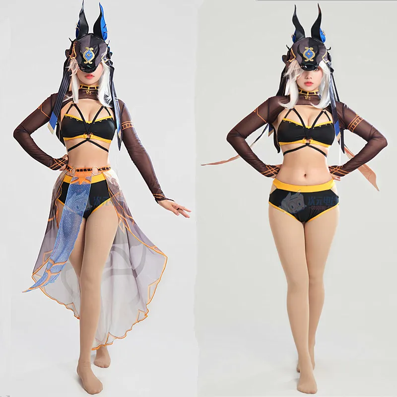 

Rose Cyno Split Summer Derivative Swimsuit Hot Game Genshin Impact Cosplay Costume Anime Women Swimwear for Girl 2023 Sizes S-XL