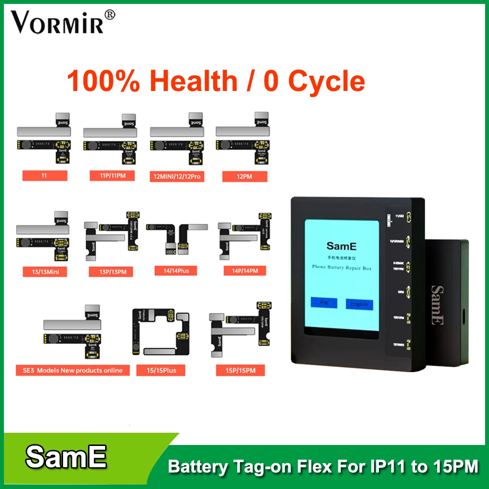 5pcs SamE Battery Flex For iPhone 11 12 13 14 15Pro Max With Default as 100% Health Zero Cycle Times Battery Repair Tag-on Flex