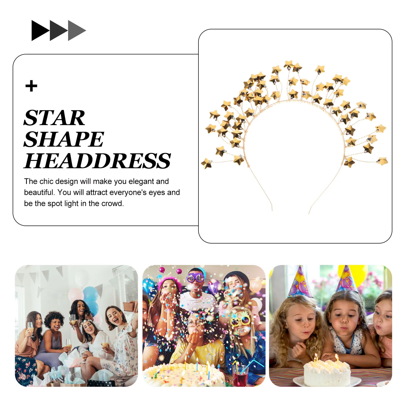 

Crown Headband For Women Star Shape Hair Accessory Lightweight Durable Party Wedding Bride Headdress Fashion Hair Hoop