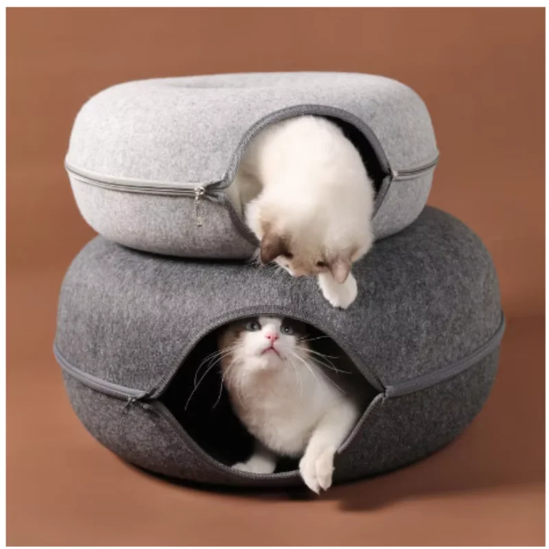 

Donut Cat Bed Pet Cat Tunnel Interactive Game Toy Cat Bed Dual-use Indoor Toy Kitten Sports Equipment Cat Training Toy Cat House